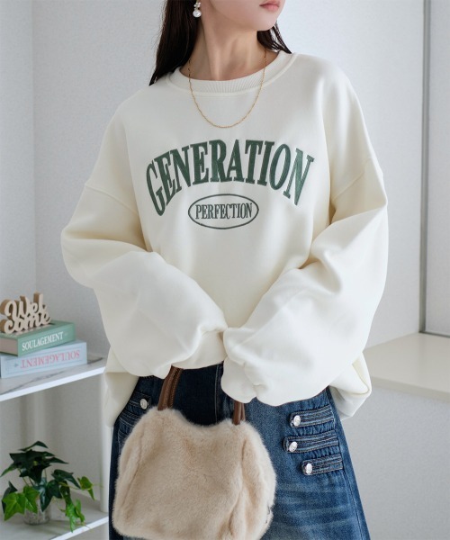 Rejoule(リジュール)の「刺繍ロゴ入り ビッグシルエットスウェット(スウェット・レディース・ブラウン/アイボリー/グレー・FREE)」の4枚目の写真