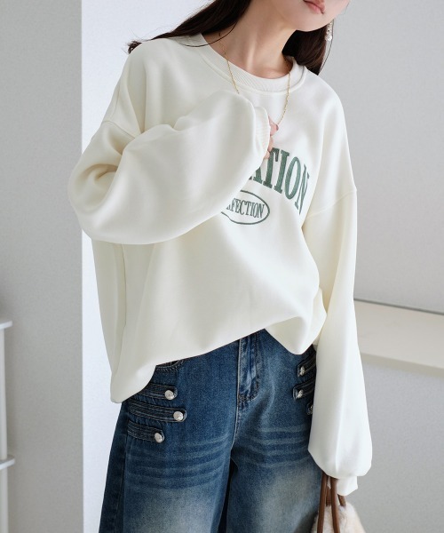 Rejoule(リジュール)の「刺繍ロゴ入り ビッグシルエットスウェット(スウェット・レディース・ブラウン/アイボリー/グレー・FREE)」の7枚目の写真