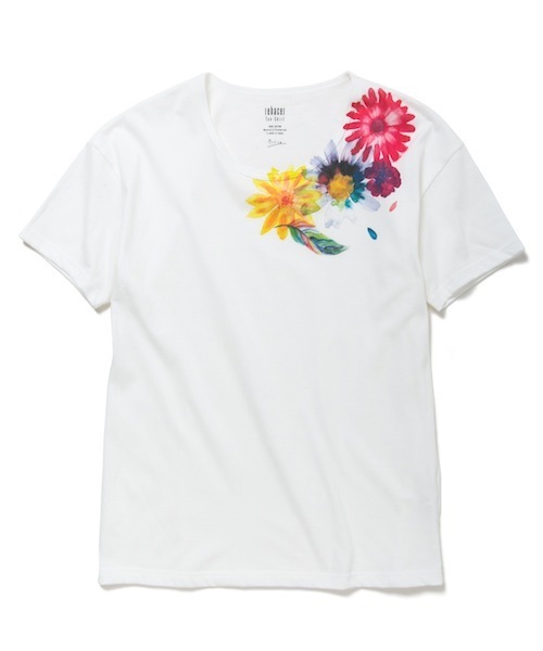 rehacer(レアセル)の「rehacer : Flower ray on Japan made body / フラワーレイ ジャパンメイドボディー(Tシャツ/カットソー・メンズ・ホワイト/グレー・MEDIUM/SMALL/LARGE/X-LARGE)」の4枚目の写真