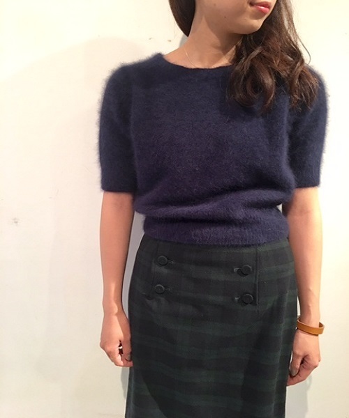 Banner Barrett（バナーバレット）の「ラクーン半袖ニットトップス（ニット/セーター・レディース・グレー/グリーン/レッド/ネイビー・38）」の4枚目の写真