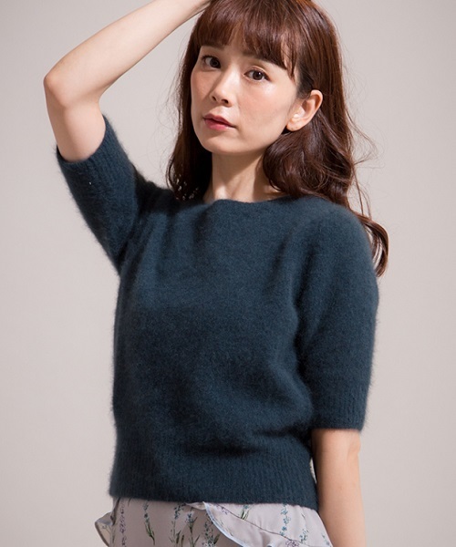 Banner Barrett（バナーバレット）の「ラクーン半袖ニットトップス（ニット/セーター・レディース・グレー/グリーン/レッド/ネイビー・38）」の3枚目の写真