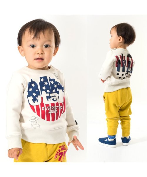 BREEZE（ブリーズ）の「ネット限定 あったか裏シャギーアメリカン2柄トレーナー（スウェット・キッズ・ライム/キナリ/ネイビー/オレンジ・100/120/110/130/95/140/90/80）」の14枚目の写真