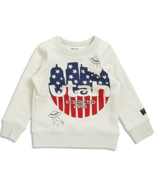 BREEZE（ブリーズ）の「ネット限定 あったか裏シャギーアメリカン2柄トレーナー（スウェット・キッズ・ライム/キナリ/ネイビー/オレンジ・100/120/110/130/95/140/90/80）」の16枚目の写真