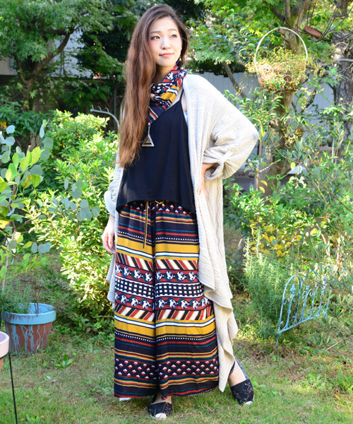 チャイハネ（チャイハネ）の「【チャイハネ】ボヤージュサロペット（サロペット/オーバーオール・レディース・ホワイト/ブラック/ネイビー・FREE）」の9枚目の写真