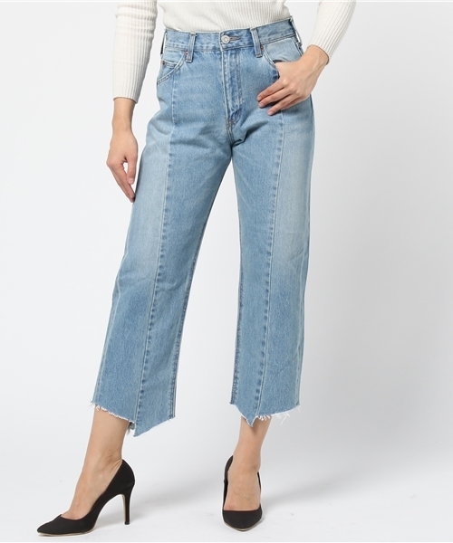 MOUSSY（マウジー）の「HL SHIFT SHUT WIDE STRAIGHT（デニムパンツ・レディース・ホワイト/ブルー・24inch/25inch/26inch/27inch/23inch）」の10枚目の写真