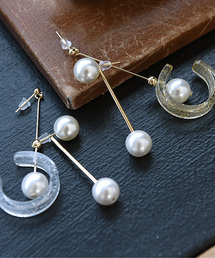 Luz Llena (NEY) | パール×クリアラメ・アンバランスピアス(ピアス（両耳用）)