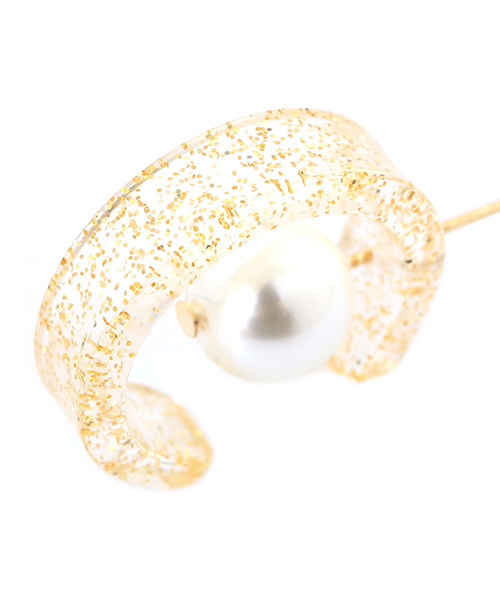 Luz Llena (NEY)（ラズレナニー）の「パール×クリアラメ・アンバランスピアス（ピアス（両耳用）・レディース・ゴールド/シルバー・ﾌﾘ-）」の3枚目の写真