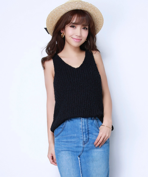 EIMY ISTOIRE（エイミーイストワール）の「summer knit tank（ニット/セーター・レディース・ブラック/オフホワイト/ピンク・FREE）」の3枚目の写真