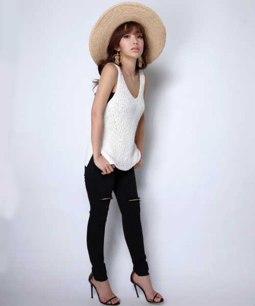 EIMY ISTOIRE（エイミーイストワール）の「summer knit tank（ニット/セーター・レディース・ブラック/オフホワイト/ピンク・FREE）」の8枚目の写真