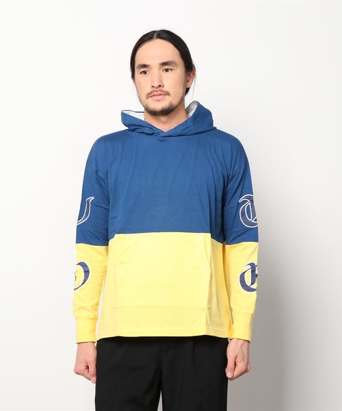 VOTE MAKE NEW CLOTHES（ボートメイクニュークローズ）の「VOTE MAKE NEW CLOTHES ヴォートメイクニュークローズ / 2-TONE L/S HOODIE 2トーンロングスリーブフーディ（パーカー・メンズ・ブラック/レッド/ブルー・MEDIUM/SMALL/LARGE）」の6枚目の写真