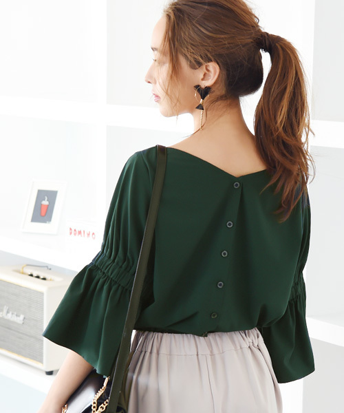 Luz Llena（ラズレナ）の「ゴムギャザースリーブブラウス（シャツ/ブラウス・レディース・ブラウン/グリーン/ブラック・MEDIUM）」の3枚目の写真