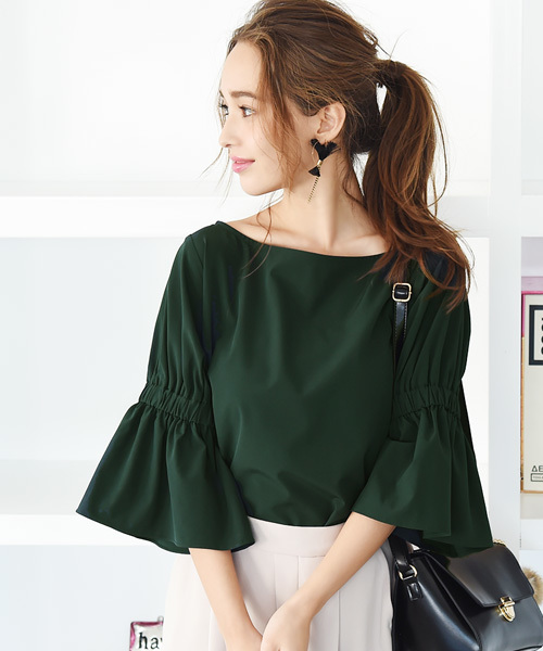 Luz Llena（ラズレナ）の「ゴムギャザースリーブブラウス（シャツ/ブラウス・レディース・ブラウン/グリーン/ブラック・MEDIUM）」の5枚目の写真