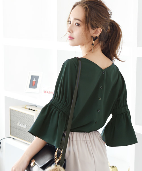 Luz Llena（ラズレナ）の「ゴムギャザースリーブブラウス（シャツ/ブラウス・レディース・ブラウン/グリーン/ブラック・MEDIUM）」の6枚目の写真