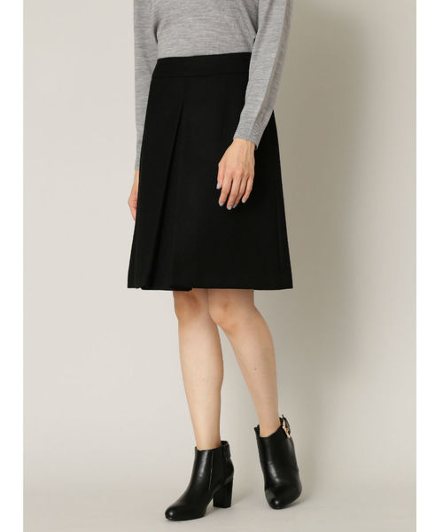 NATURAL BEAUTY BASIC（ナチュラルビューティーベーシック）の「ボタニーサージボックスプリーツスカート＜ハンドウォッシャブル＞（スカート・レディース・グレー/ブラック/イエロー系その他・X-SMALL/LARGE/MEDIUM/SMALL）」の2枚目の写真