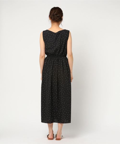 ブラックドット柄ノースリーブワンピース S 前重ねドット柄ノースリーブワンピース ♪Black♪ ワンピース