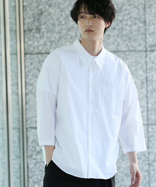 JUNRED（ジュンレッド）の「ルーズネックレギュラーカラーシャツ（シャツ/ブラウス・メンズ・オフホワイト/サックスブルー・L/M）」の2枚目の写真