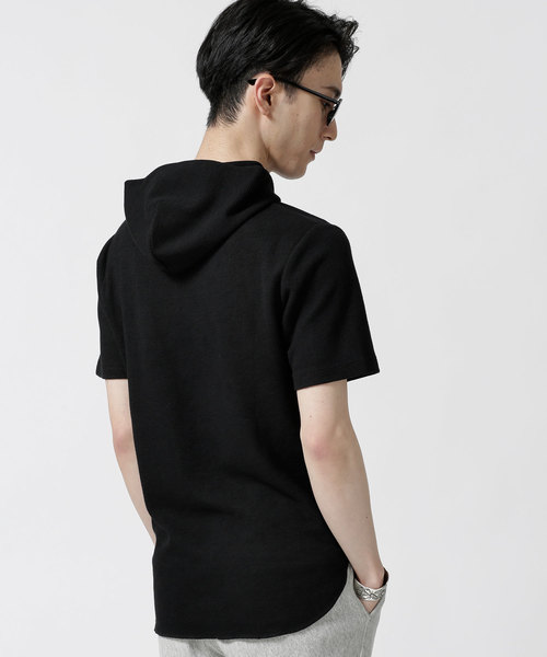 NANO universe（ナノユニバース）の「変形ワッフルショートスリーブプルパーカー（パーカー・メンズ・ブラック/ラベンダー/オートミール・SMALL/MEDIUM/LARGE/X-LARGE）」の4枚目の写真