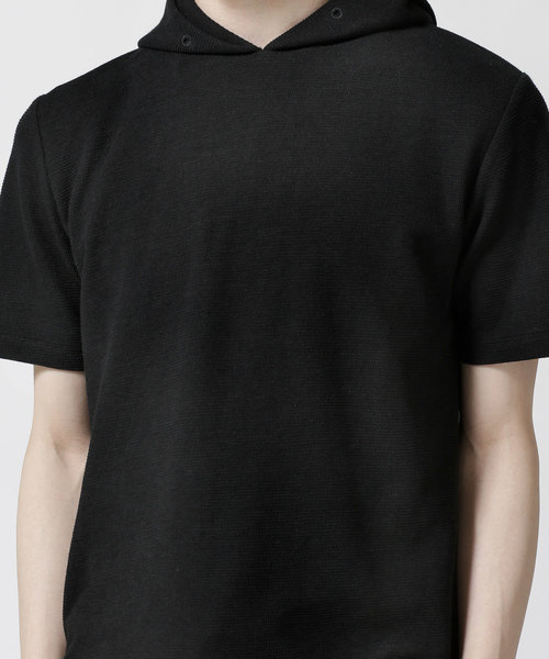 NANO universe（ナノユニバース）の「変形ワッフルショートスリーブプルパーカー（パーカー・メンズ・ブラック/ラベンダー/オートミール・SMALL/MEDIUM/LARGE/X-LARGE）」の5枚目の写真