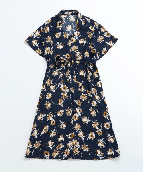 VENCEEXCHANGE（ヴァンスエクスチェンジ）の「花柄シャツワンピース（ワンピース・レディース・グリーン/スカイブルー・M）」の2枚目の写真