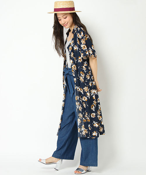 VENCEEXCHANGE（ヴァンスエクスチェンジ）の「花柄シャツワンピース（ワンピース・レディース・グリーン/スカイブルー・M）」の5枚目の写真