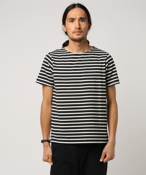 MHL.（エムエイチエル）の「DRY STRIPE（Tシャツ/カットソー・メンズ・ホワイト/チャコールグレー・MEDIUM/LARGE）」の2枚目の写真