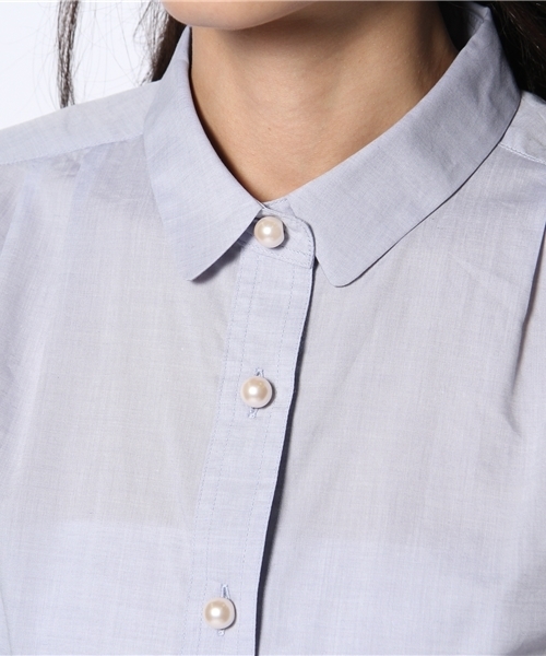 BEAUTY&YOUTH UNITED ARROWS（ビューティーアンドユースユナイテッドアローズ）の「BYSF ♪コットンテンセル フェイクパールフレンチスリーブ ◆（シャツ/ブラウス・レディース・ホワイト/ライトブルー/ターコイズブルー・フリー）」の7枚目の写真