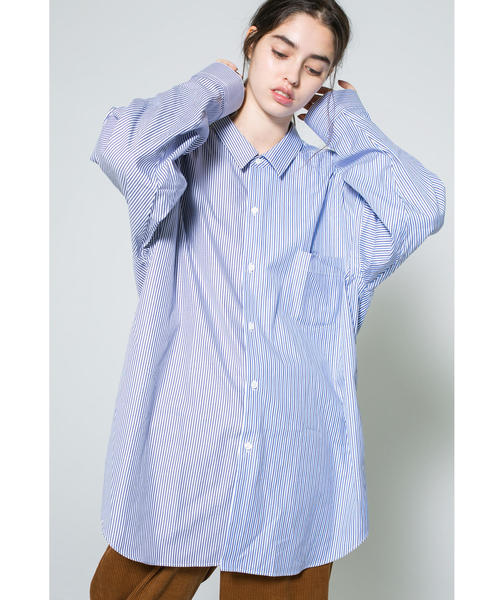 MONKEY TIME（モンキータイム）の「＜monkey time＞ STRIPE PANEL OVER SIZED REG/シャツ（シャツ/ブラウス・メンズ・ライトブルー/ネイビー・SMALL/MEDIUM/LARGE/X-LARGE）」の15枚目の写真