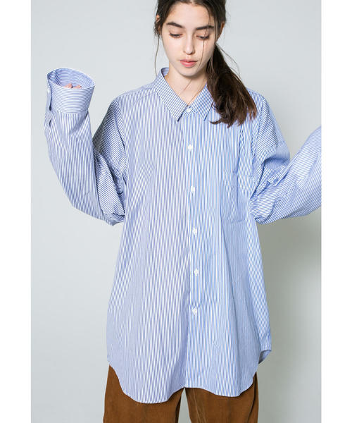 MONKEY TIME（モンキータイム）の「＜monkey time＞ STRIPE PANEL OVER SIZED REG/シャツ（シャツ/ブラウス・メンズ・ライトブルー/ネイビー・SMALL/MEDIUM/LARGE/X-LARGE）」の16枚目の写真