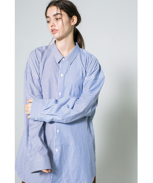 MONKEY TIME（モンキータイム）の「＜monkey time＞ STRIPE PANEL OVER SIZED REG/シャツ（シャツ/ブラウス・メンズ・ライトブルー/ネイビー・SMALL/MEDIUM/LARGE/X-LARGE）」の7枚目の写真