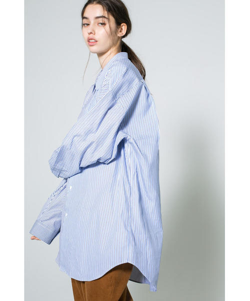 MONKEY TIME（モンキータイム）の「＜monkey time＞ STRIPE PANEL OVER SIZED REG/シャツ（シャツ/ブラウス・メンズ・ライトブルー/ネイビー・SMALL/MEDIUM/LARGE/X-LARGE）」の8枚目の写真
