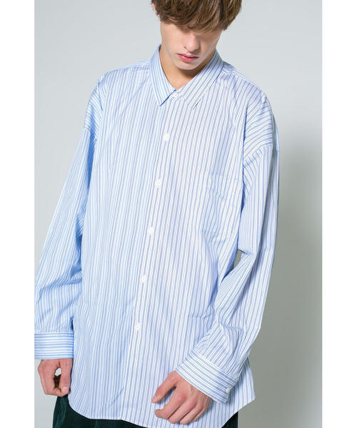 MONKEY TIME（モンキータイム）の「＜monkey time＞ STRIPE PANEL OVER SIZED REG/シャツ（シャツ/ブラウス・メンズ・ライトブルー/ネイビー・SMALL/MEDIUM/LARGE/X-LARGE）」の13枚目の写真