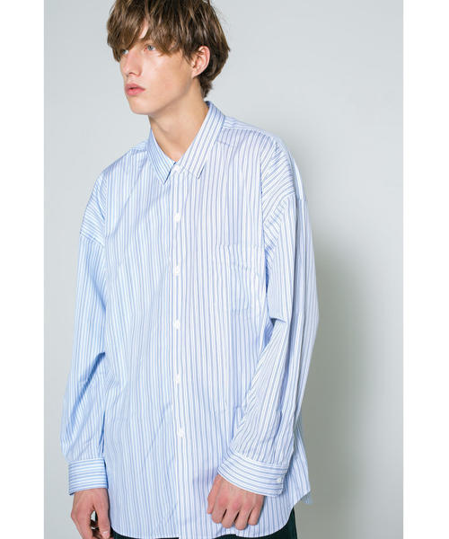 MONKEY TIME（モンキータイム）の「＜monkey time＞ STRIPE PANEL OVER SIZED REG/シャツ（シャツ/ブラウス・メンズ・ライトブルー/ネイビー・SMALL/MEDIUM/LARGE/X-LARGE）」の14枚目の写真
