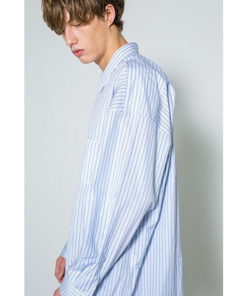 MONKEY TIME（モンキータイム）の「＜monkey time＞ STRIPE PANEL OVER SIZED REG/シャツ（シャツ/ブラウス・メンズ・ライトブルー/ネイビー・SMALL/MEDIUM/LARGE/X-LARGE）」の3枚目の写真