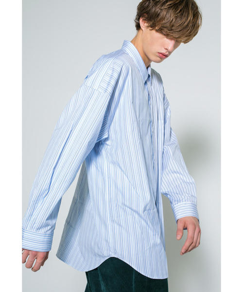 MONKEY TIME（モンキータイム）の「＜monkey time＞ STRIPE PANEL OVER SIZED REG/シャツ（シャツ/ブラウス・メンズ・ライトブルー/ネイビー・SMALL/MEDIUM/LARGE/X-LARGE）」の4枚目の写真