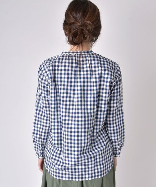 SHIPS Days（シップスデイズ）の「SHIPS Days STANDARD:スキッパー チェックシャツ 19SS　◇（シャツ/ブラウス・レディース・ホワイト/ネイビー・S～Ｍ/M～Ｌ）」の15枚目の写真