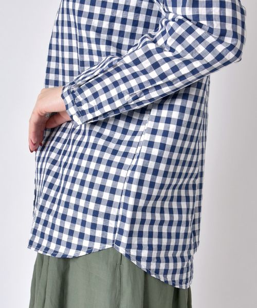 SHIPS Days（シップスデイズ）の「SHIPS Days STANDARD:スキッパー チェックシャツ 19SS　◇（シャツ/ブラウス・レディース・ホワイト/ネイビー・S～Ｍ/M～Ｌ）」の18枚目の写真