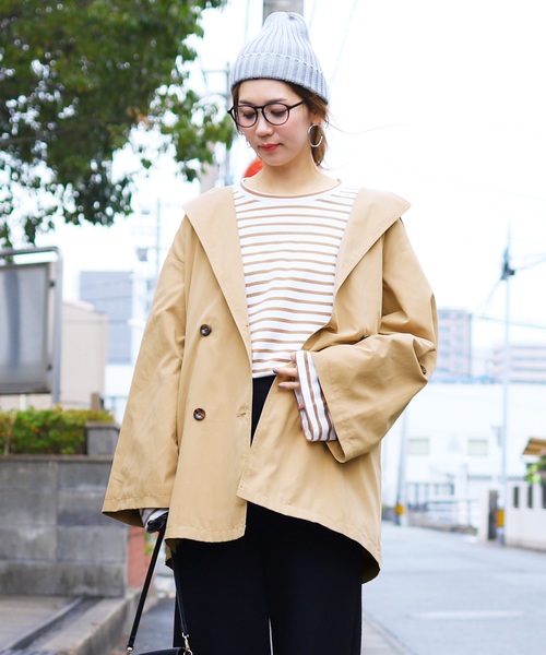 reca（レカ）の「【ZOZOTOWN限定】フード取り外しOK! ショート丈トレンチコート 2019S/S（トレンチコート・レディース・ベージュ/カーキ/ブルー系その他・M/L）」の7枚目の写真