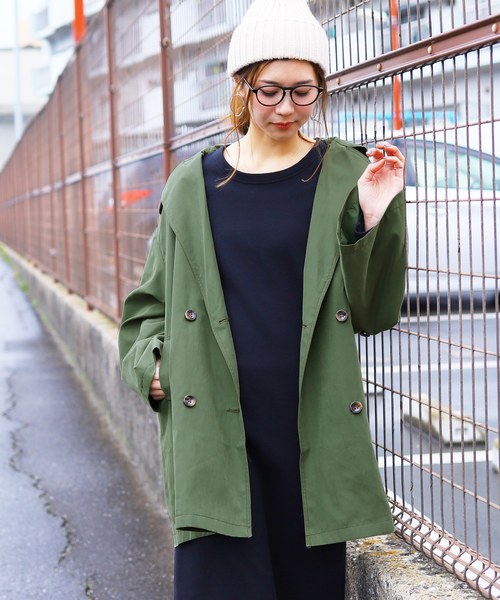 reca（レカ）の「【ZOZOTOWN限定】フード取り外しOK! ショート丈トレンチコート 2019S/S（トレンチコート・レディース・ベージュ/カーキ/ブルー系その他・M/L）」の13枚目の写真