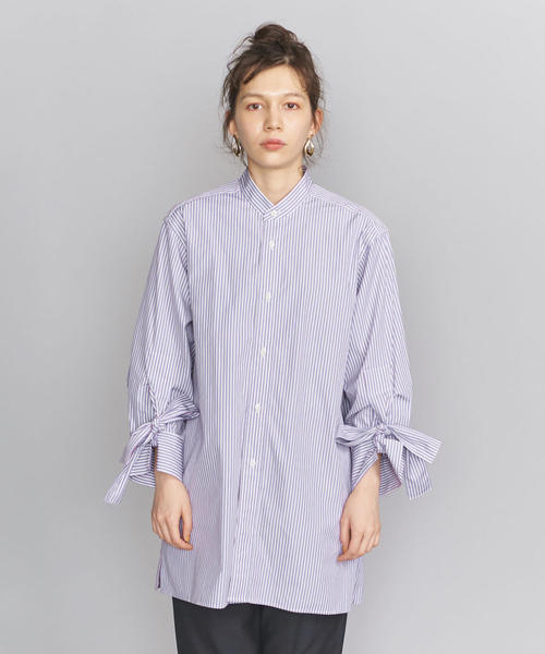 BEAUTY&YOUTH UNITED ARROWS(ビューティーアンドユースユナイテッドアローズ)の「BY コットンストライプリボンタイスリーブロングシャツ ◆(シャツ/ブラウス・レディース・ライトブルー/ライラック・FREE)」の6枚目の写真