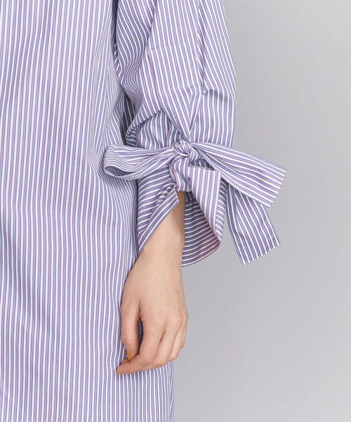 BEAUTY&YOUTH UNITED ARROWS(ビューティーアンドユースユナイテッドアローズ)の「BY コットンストライプリボンタイスリーブロングシャツ ◆(シャツ/ブラウス・レディース・ライトブルー/ライラック・FREE)」の11枚目の写真