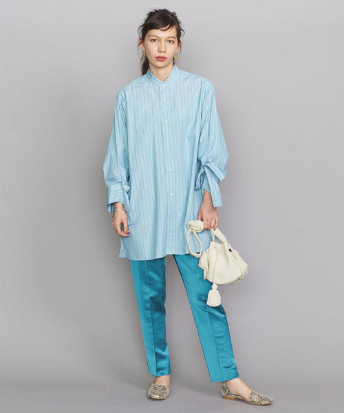 BEAUTY&amp;YOUTH UNITED ARROWS - 【美品】BEAUTY&amp;YOUTH コットンタイプライターワークロングシャツ セール】タイプライター ワッシャー ピンストライプ プル