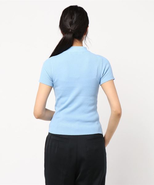 KOBE LETTUCE（コウベレタス）の「V字編み半袖ハイネックリブニットプルオーバー（ニット/セーター・レディース・ベージュ/グレー/ブラック/オフホワイト/マスタード/コーラル/サックスブルー・FREE）」の14枚目の写真