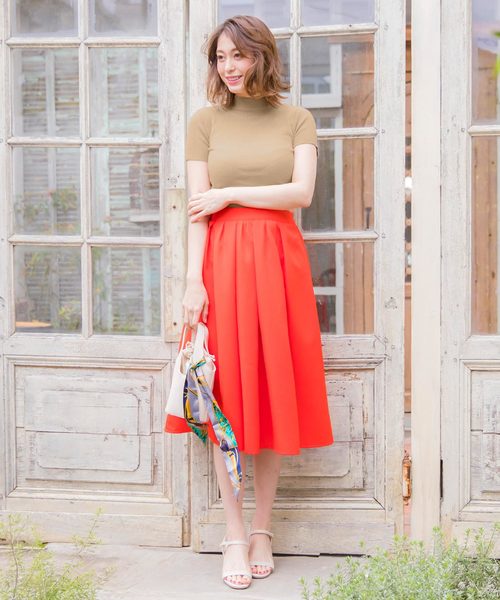 KOBE LETTUCE（コウベレタス）の「V字編み半袖ハイネックリブニットプルオーバー（ニット/セーター・レディース・ベージュ/グレー/ブラック/オフホワイト/マスタード/コーラル/サックスブルー・FREE）」の12枚目の写真