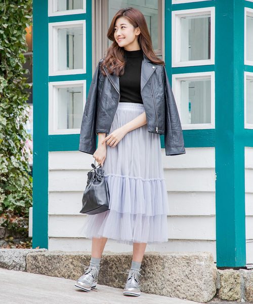 KOBE LETTUCE（コウベレタス）の「V字編み半袖ハイネックリブニットプルオーバー（ニット/セーター・レディース・ベージュ/グレー/ブラック/オフホワイト/マスタード/コーラル/サックスブルー・FREE）」の9枚目の写真