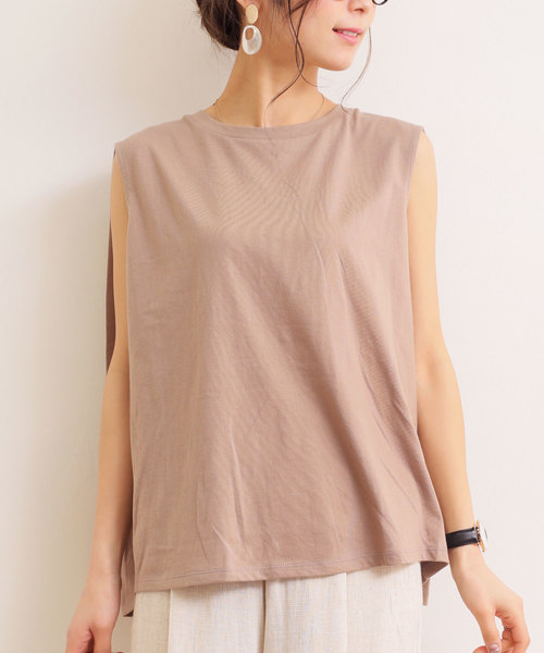 andme（アンドミー）の「デザインノースリーブカットソー（Tシャツ/カットソー・レディース・ブラック/オフホワイト/ライトブラウン/カーキ/グレー系その他・M/L）」の14枚目の写真