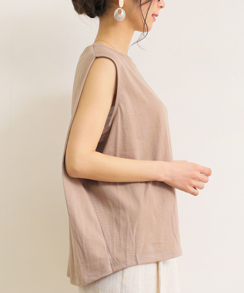 andme（アンドミー）の「デザインノースリーブカットソー（Tシャツ/カットソー・レディース・ブラック/オフホワイト/ライトブラウン/カーキ/グレー系その他・M/L）」の16枚目の写真