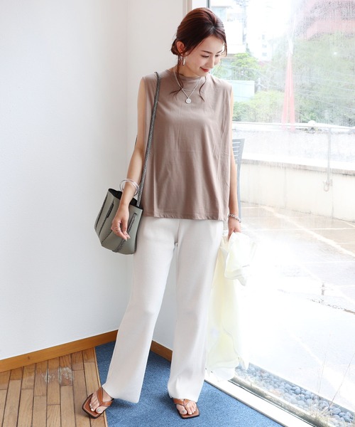 andme（アンドミー）の「デザインノースリーブカットソー（Tシャツ/カットソー・レディース・ブラック/オフホワイト/ライトブラウン/カーキ/グレー系その他・M/L）」の9枚目の写真