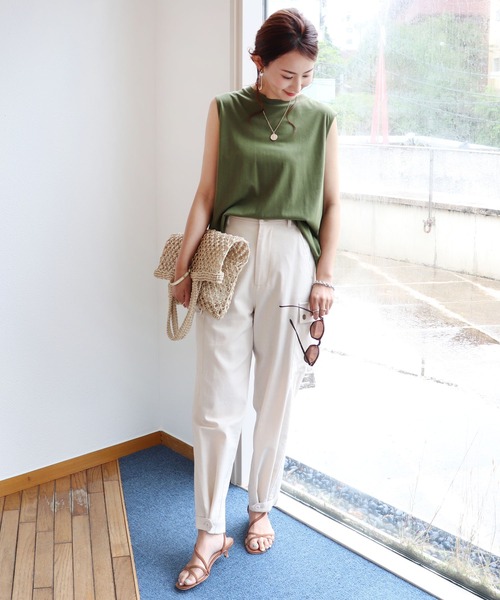 andme（アンドミー）の「デザインノースリーブカットソー（Tシャツ/カットソー・レディース・ブラック/オフホワイト/ライトブラウン/カーキ/グレー系その他・M/L）」の10枚目の写真