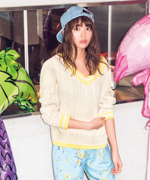 DISCOAT | 【Discoat】ライン入りVネックプルオーバー(ニット/セーター)