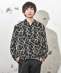 MinoriTY | ジオメトリック長袖オープンカラーシャツ 開襟(シャツ/ブラウス)